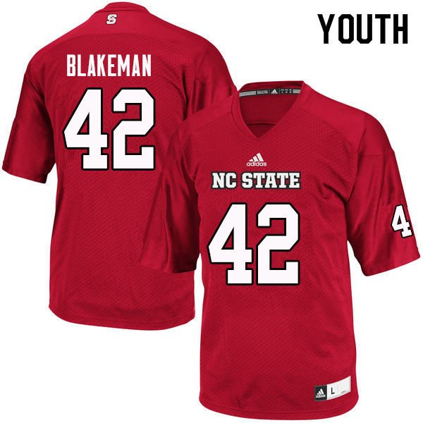 Youth #42 Danny Blakeman NC State Wolfpack College Football Jerseys Sale-Red - Click Image to Close